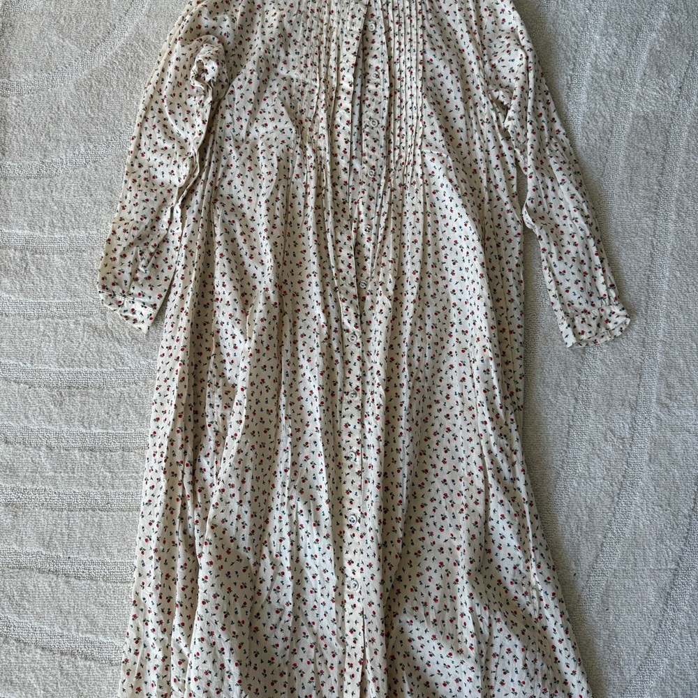 Uniqlo Ivory Floral Button-Front Maxi Dress